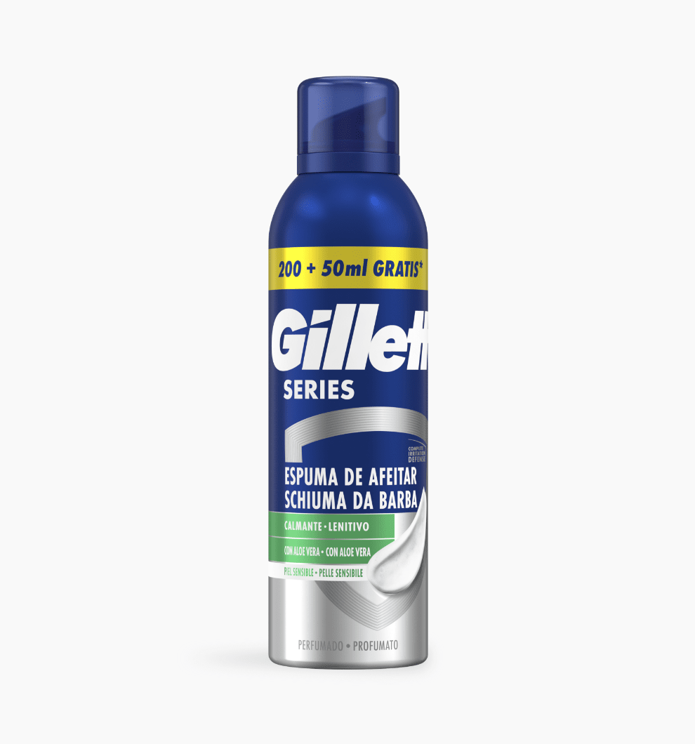 Gillette Series Espuma de barbear suave com aloé vera, 250ml