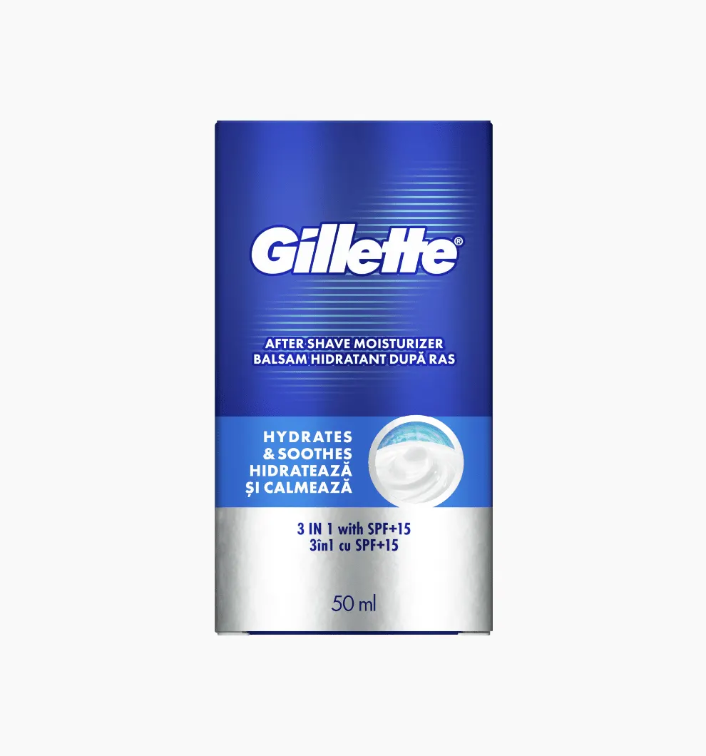 Η ενυδατική κρέμα μετά το ξύρισμα Gillette είναι ελαφριά και μη λιπαρή με βιταμίνες Β3 και Ε και προβιταμίνη Β5