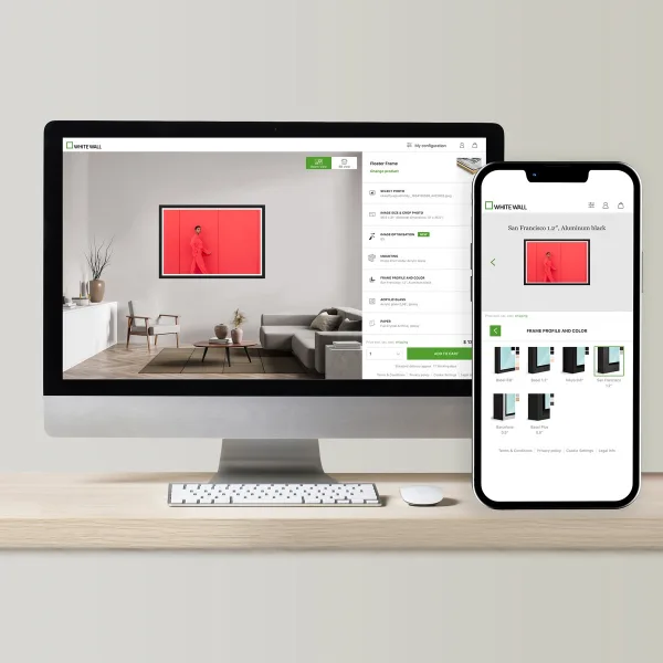 whitewall online configurator demonstration on smart phone and desktop pc.