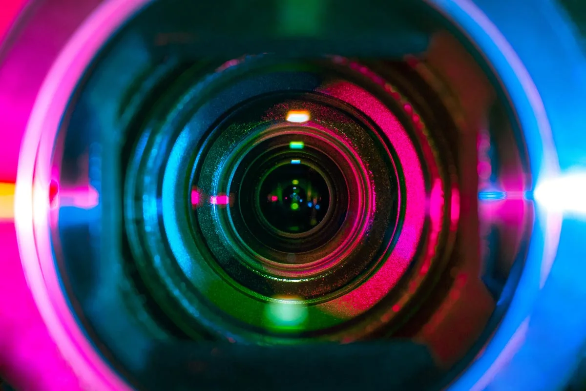 close-up shot of a camera lens.