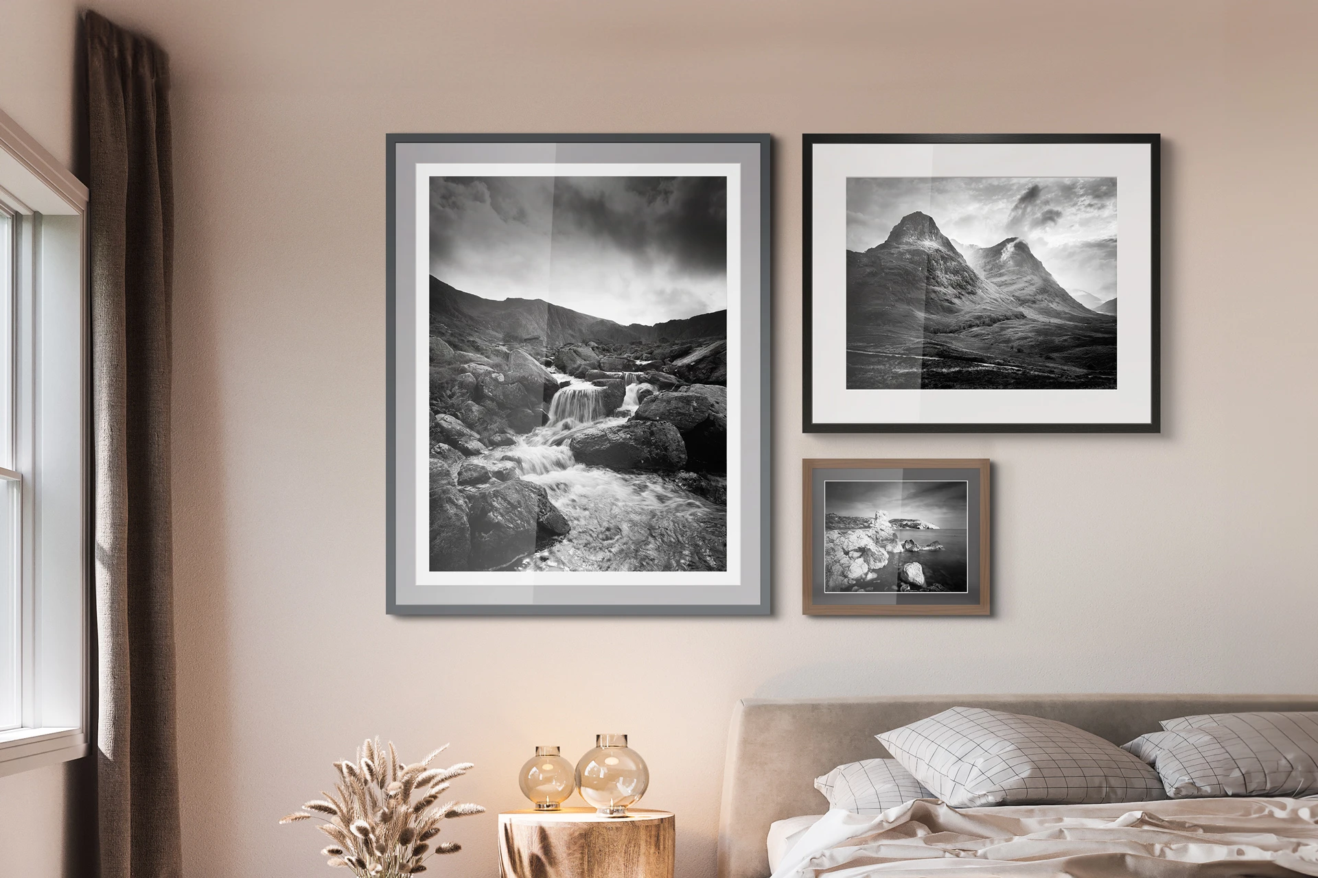 Landscape photographs in black and white.