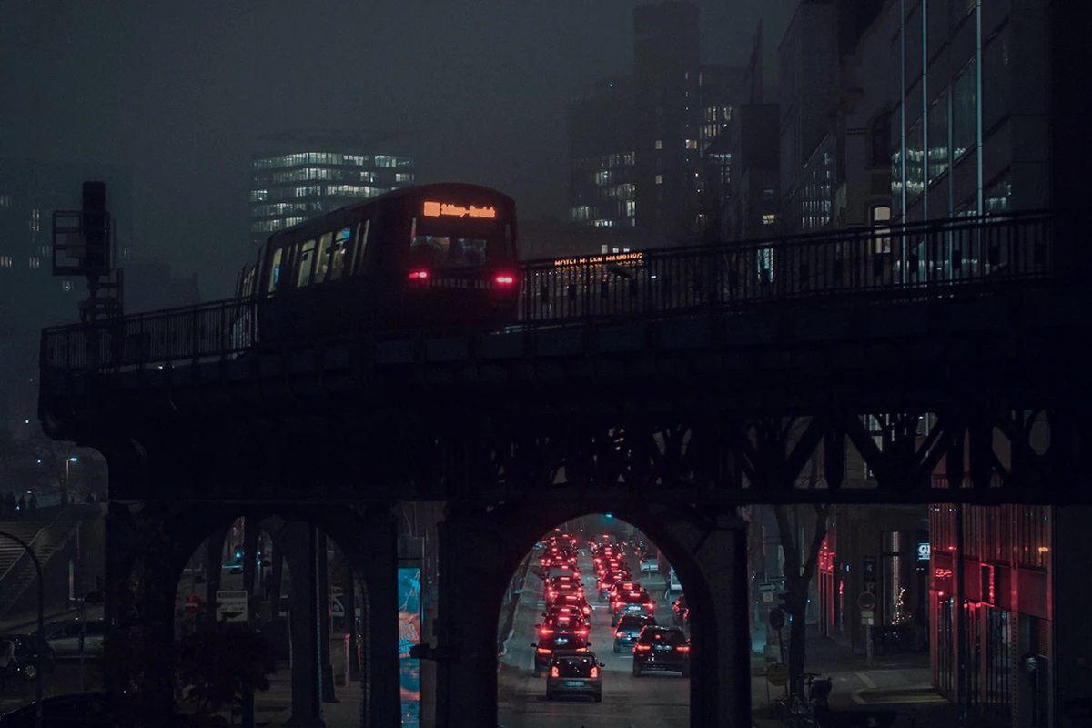 New York subway at night.