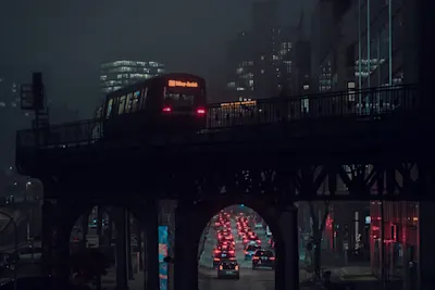 New York subway at night.
