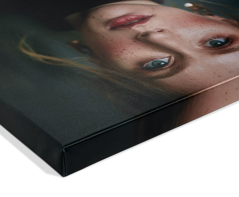 Matte canvas print on a stretcher frame with mirrored edges.