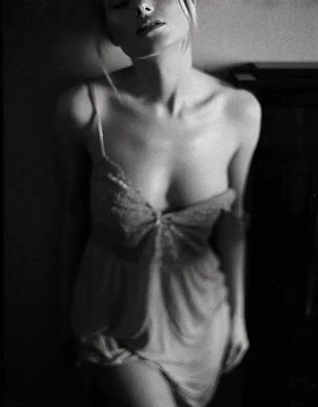 Portrait of a woman in lingerie.