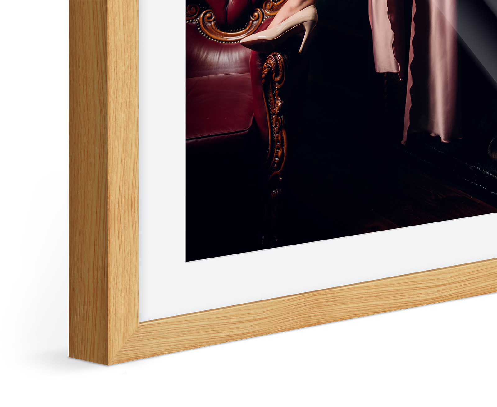 Close up of a Solid Wood Frame With Passe-Partout.