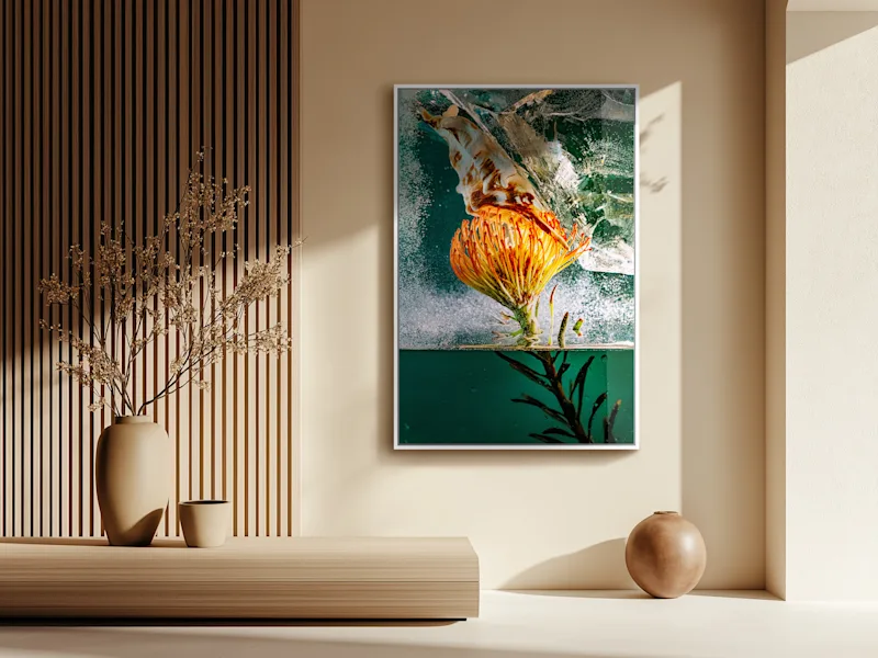 Close-up of dancer with fluttering dress as an Acrylic ultraHD Metallic Print.