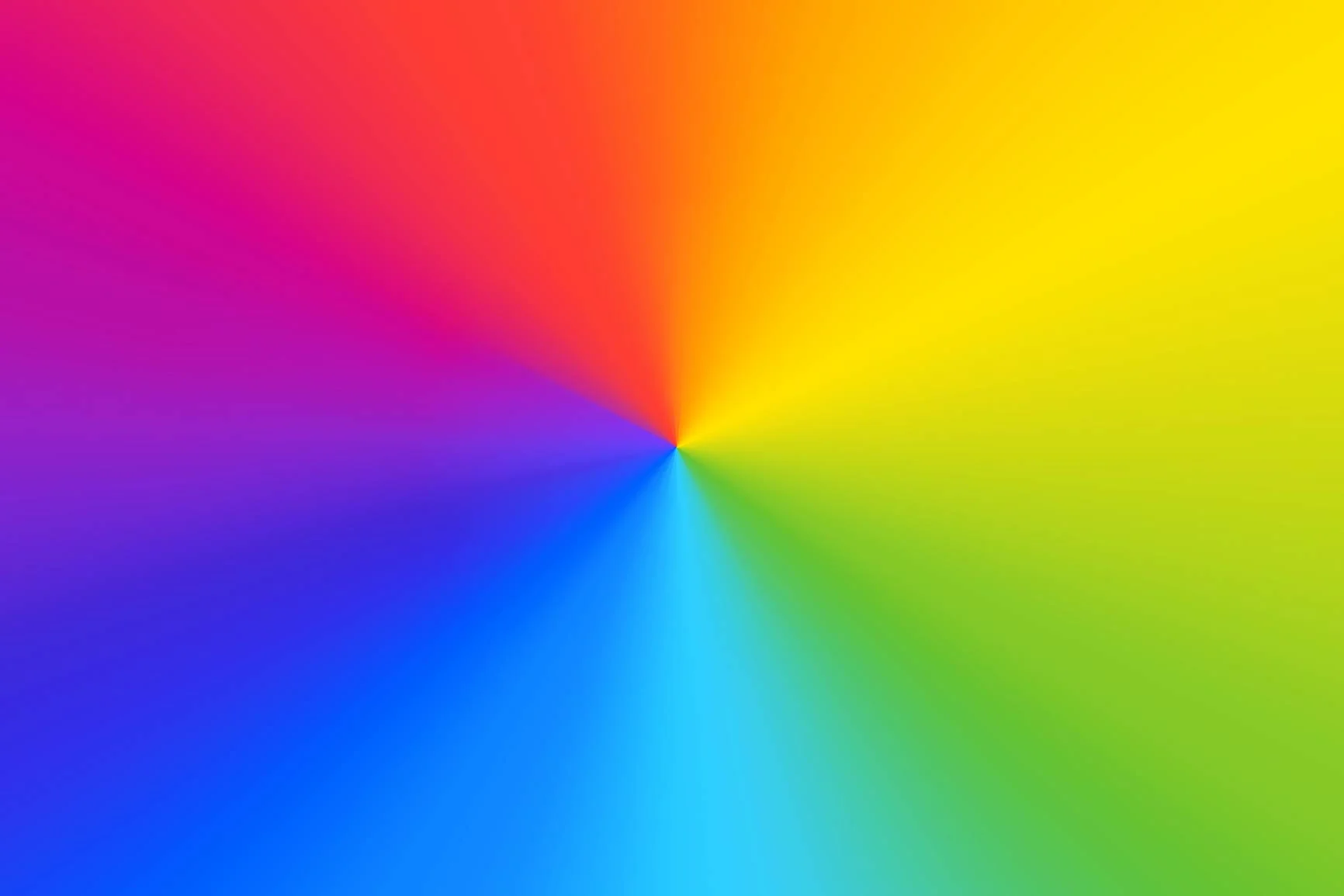 Farbverlauf in Form eines Farbkreises mit Rot, Orange, Gelb, Grün, Blau und Violett, der von der Mitte ausgeht.