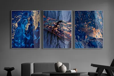 Blue fluorescent minerals and rocks photographed by Cody Cobb