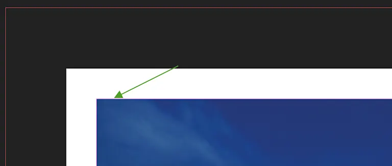 A green arrow points to an image edge in Affinity Publisher to explain how far it should be from the page border.
