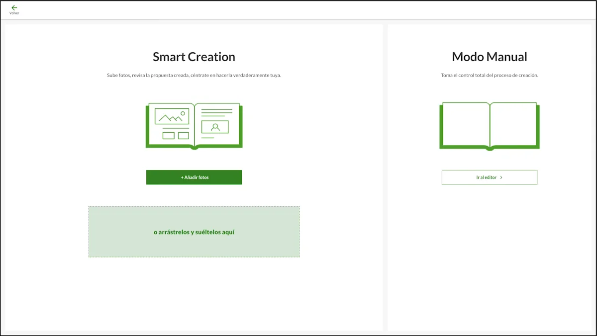 Elección entre Smart Creation o diseño manual