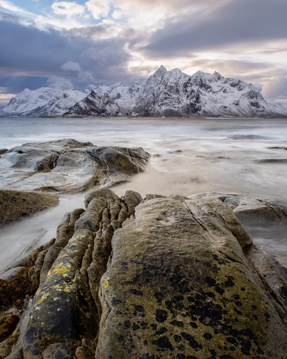 icy mountain landscape.