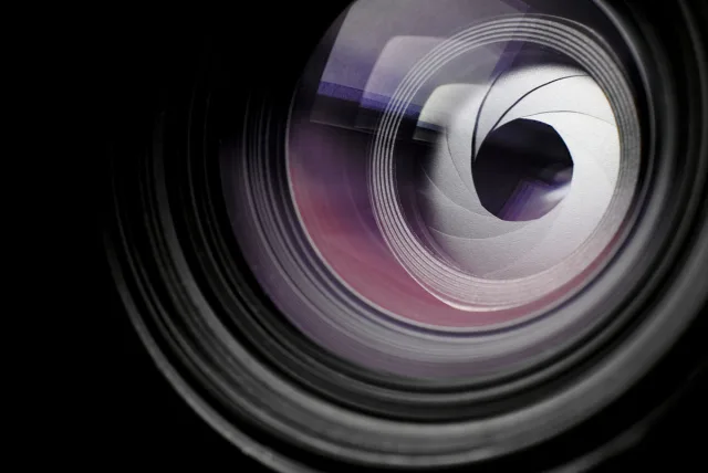 detailed shot of a camera lens.