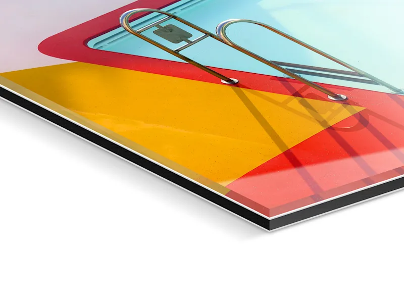 Fine art print under acrylic glass with zoom in on the edge.