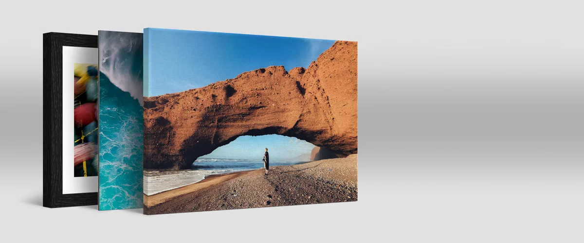 canvas photo print, acrylic photo print and framed photo print.