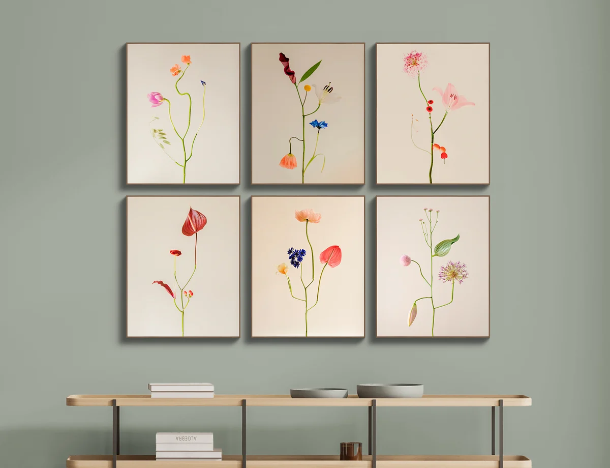 flower creatures, bound species with beige background.