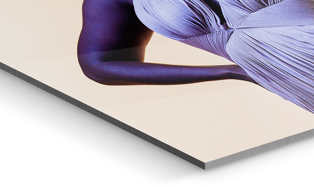 Close up of a dancing woman on an HD Metal Print.
