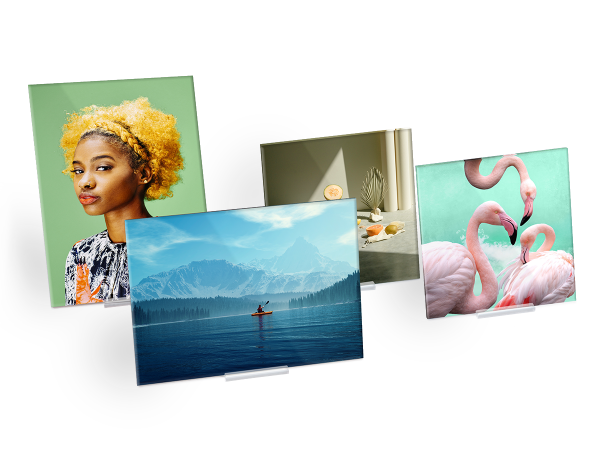 multiple whitewall mini acrylic prints in portrait, landscape and square format.