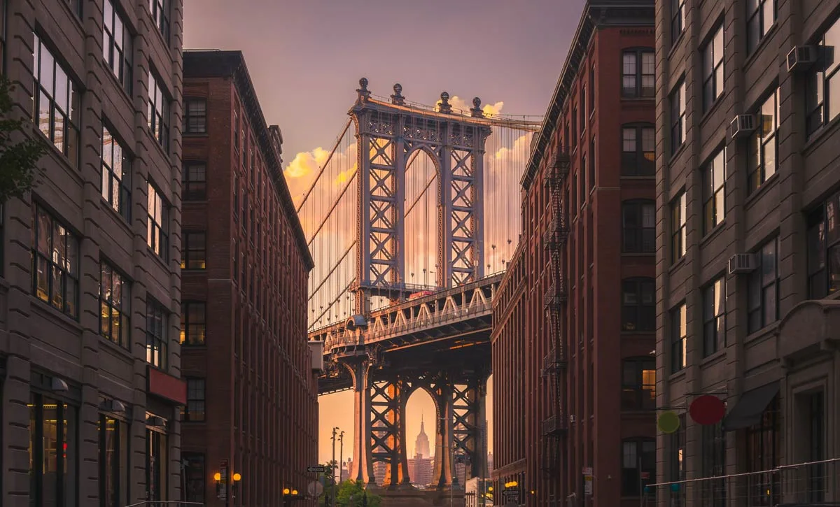 brooklyn bridge by evening light