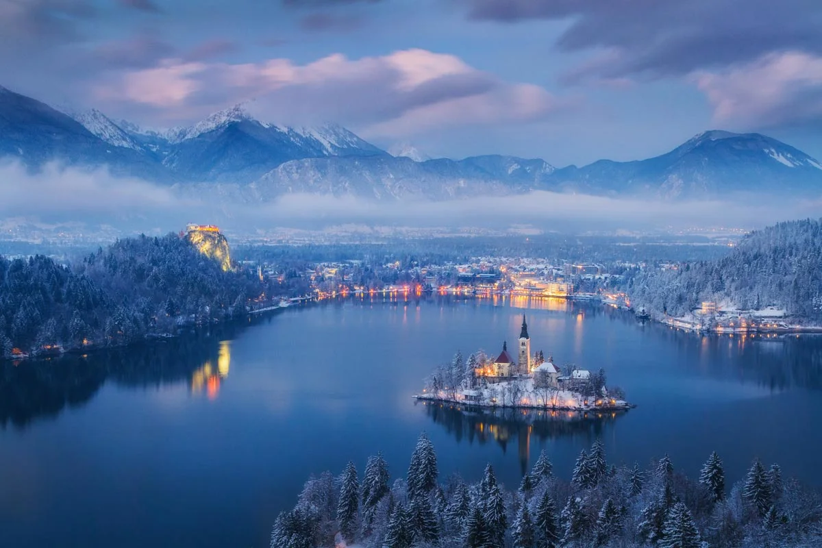 Castle at a lake.