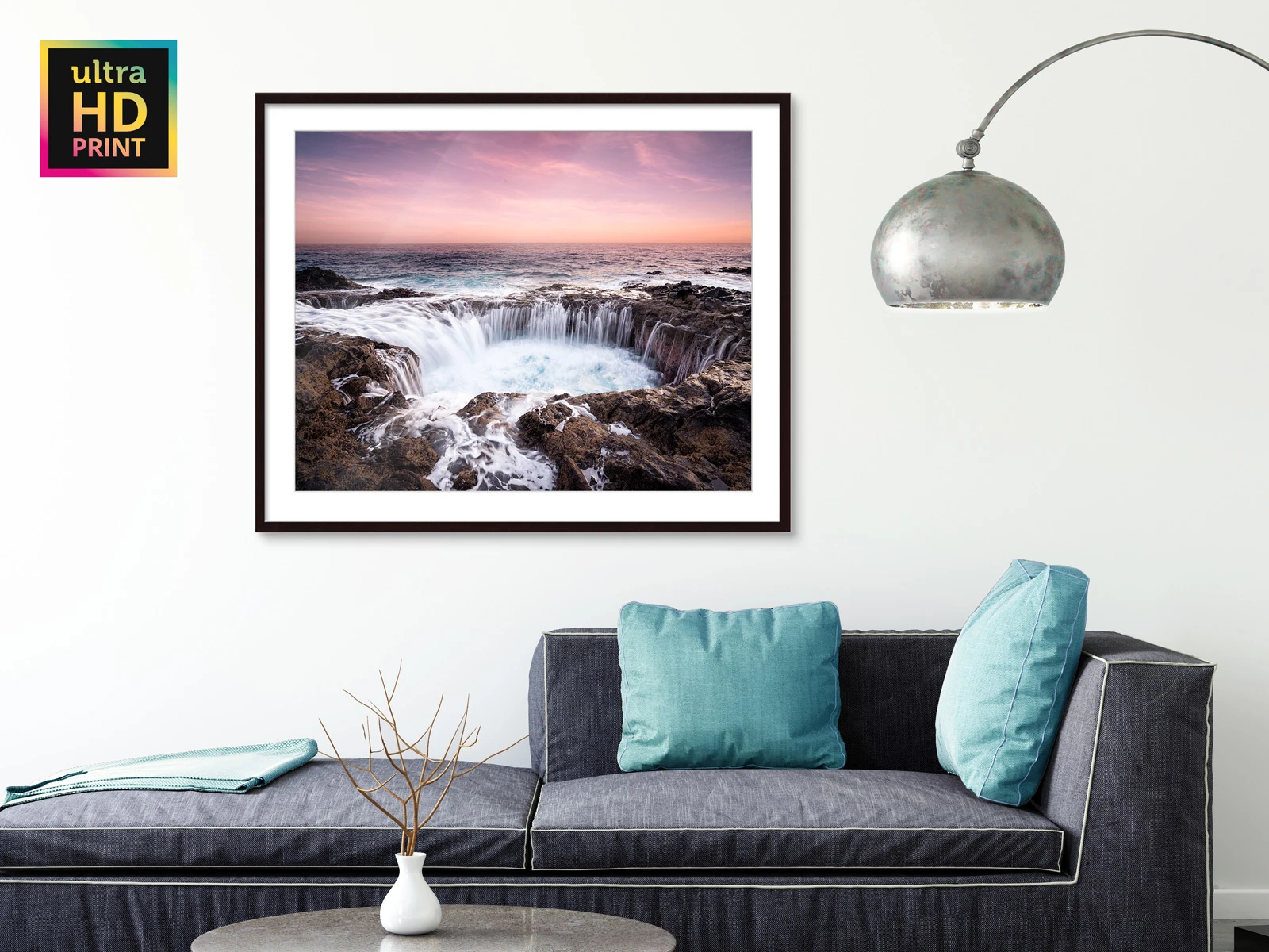 Metallic ultraHD photo print on Fuji Crystal Pearl paper in a frame hanging on a wall.