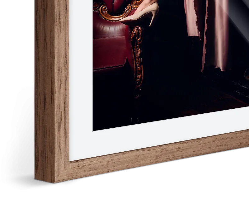 Close up of a Solid Wood Frame With Passe-Partout.