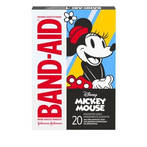 BAND-AID(R) Brand Mickey and Minnie Mouse Bandages, 20ct Back of Pack