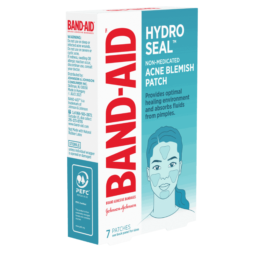 BAND-AID® Brand HYDRO SEAL® Hydrocolloid Acne Blemish Patches package side 1