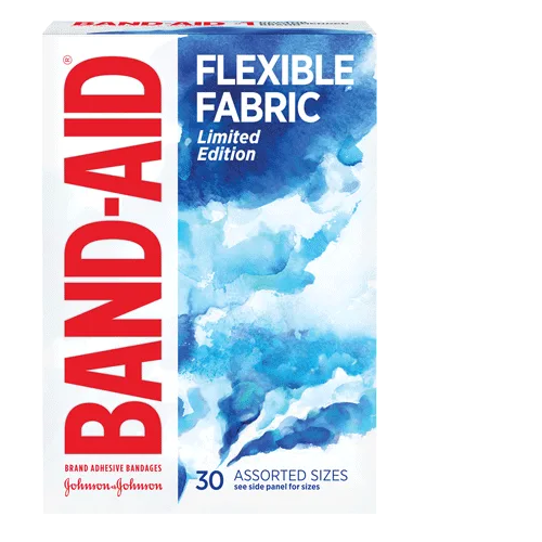 BAND-AID(R) Brand Adhesive Bandages Flexible Fabric Featuring Watercolor Prints, Front of Pack