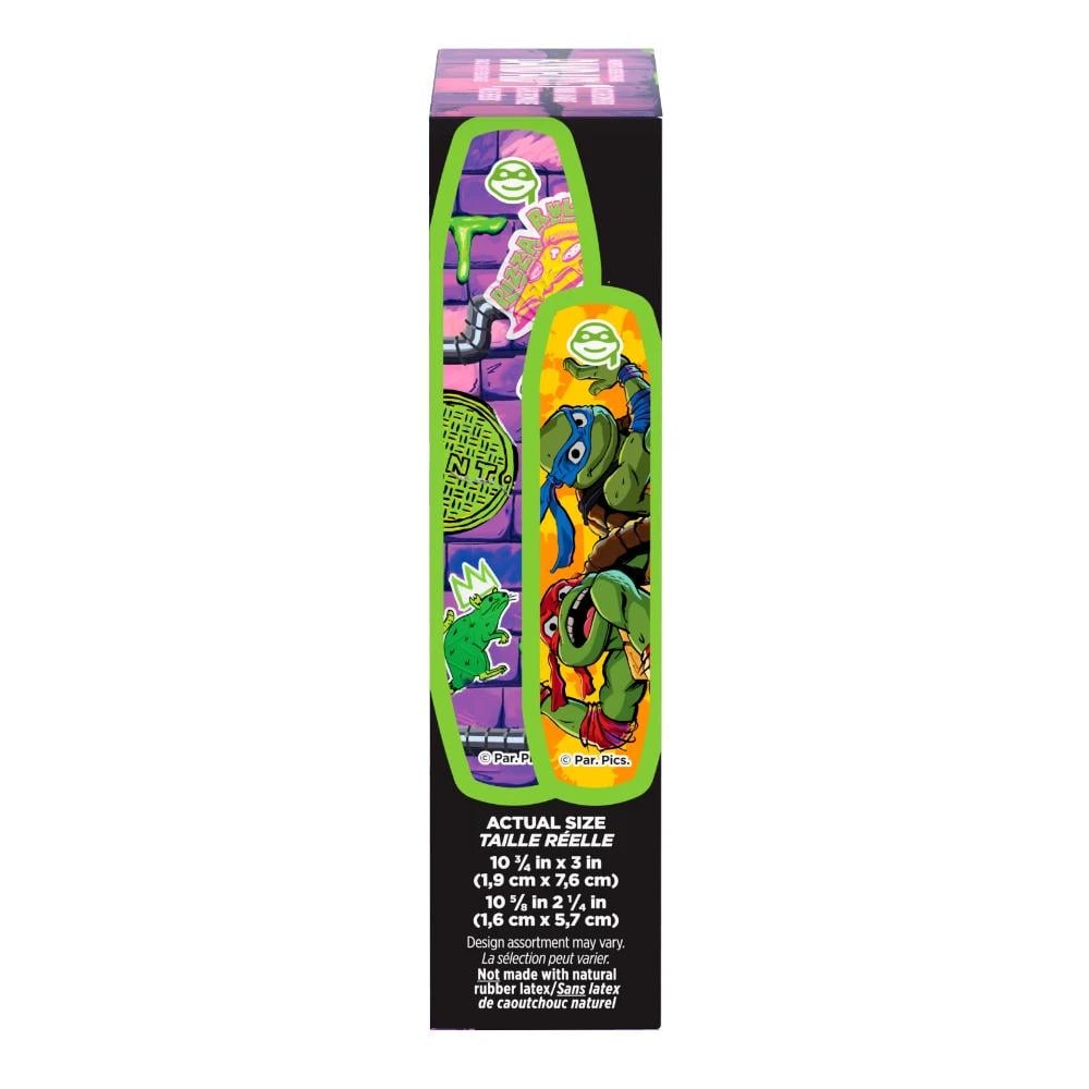 BAND-AID ® Brand Adhesive Bandages featuring Nickelodeon’s Teenage Mutant Ninja Turtles Mutant Mayhem Characters side of package 2