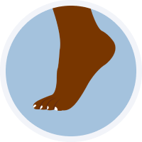 Illustration of a brown foot with a focus on the heel, suggesting proper shoe fit to prevent blisters.