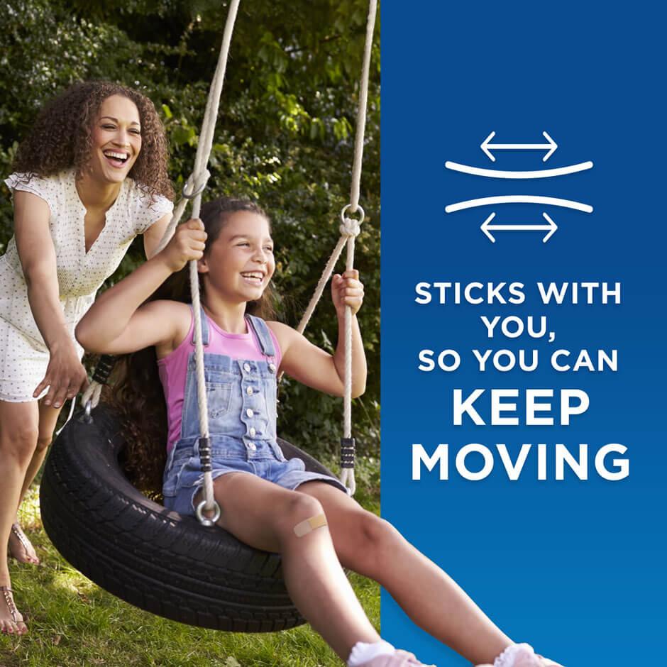 Sticks with you, so you can keep moving