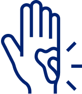 Illustration of an open hand with a glowing outline around a cut, indicating the need to see a doctor for certain types of wounds.