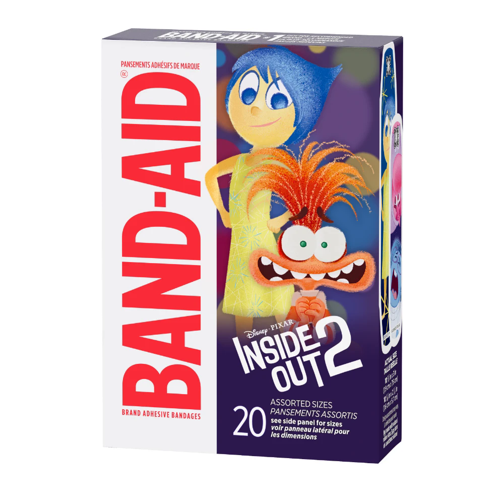 BAND-AID® Brand Adhesive Bandages featuring Disney/PIXAR Inside Out 2 Characters front of package 2