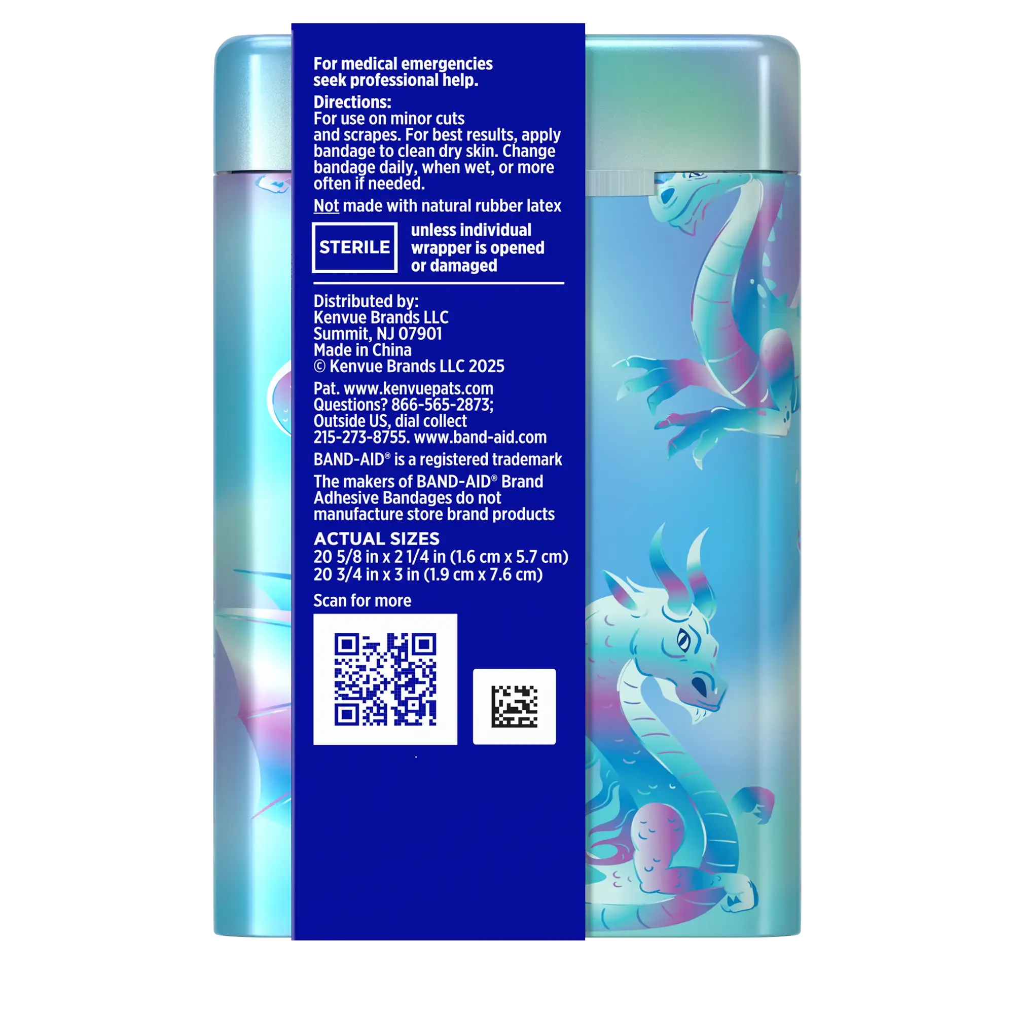 Back pack shot of BAND-AID® Brand Flexible Fabric Magic Shimmer Tin 40ct