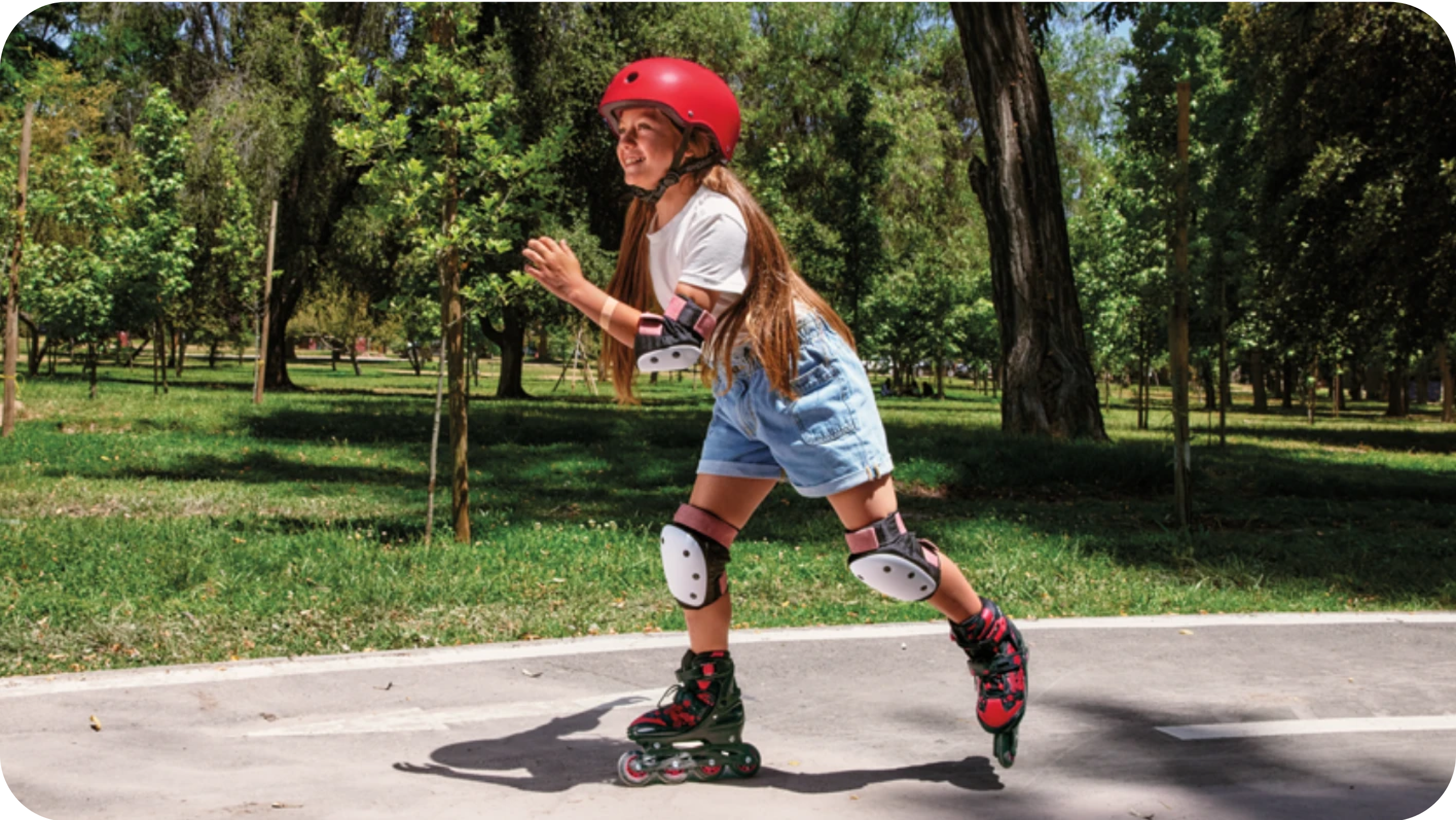 Girl rollerblading on a sunny day