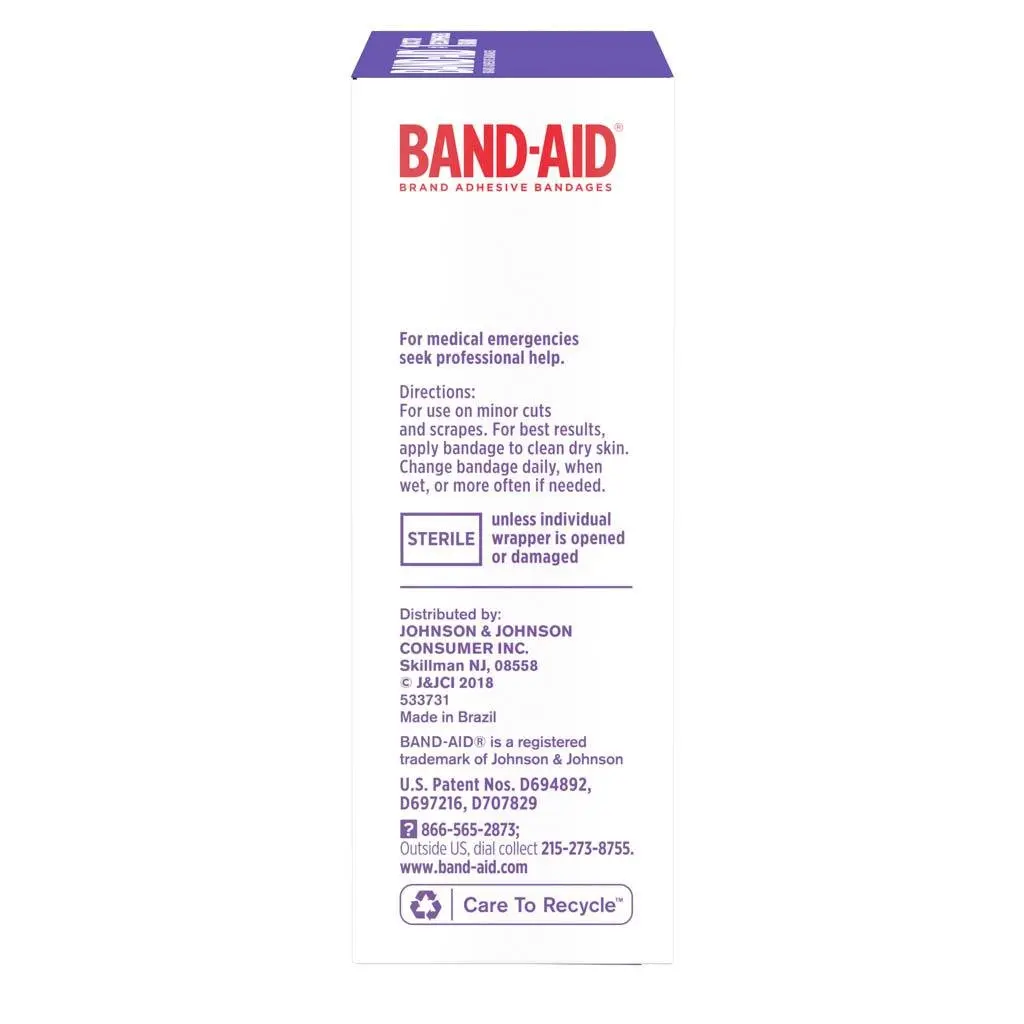 BAND-AID® Brand CUSHION-CARE™ SPORT STRIP® Bandages package side 2