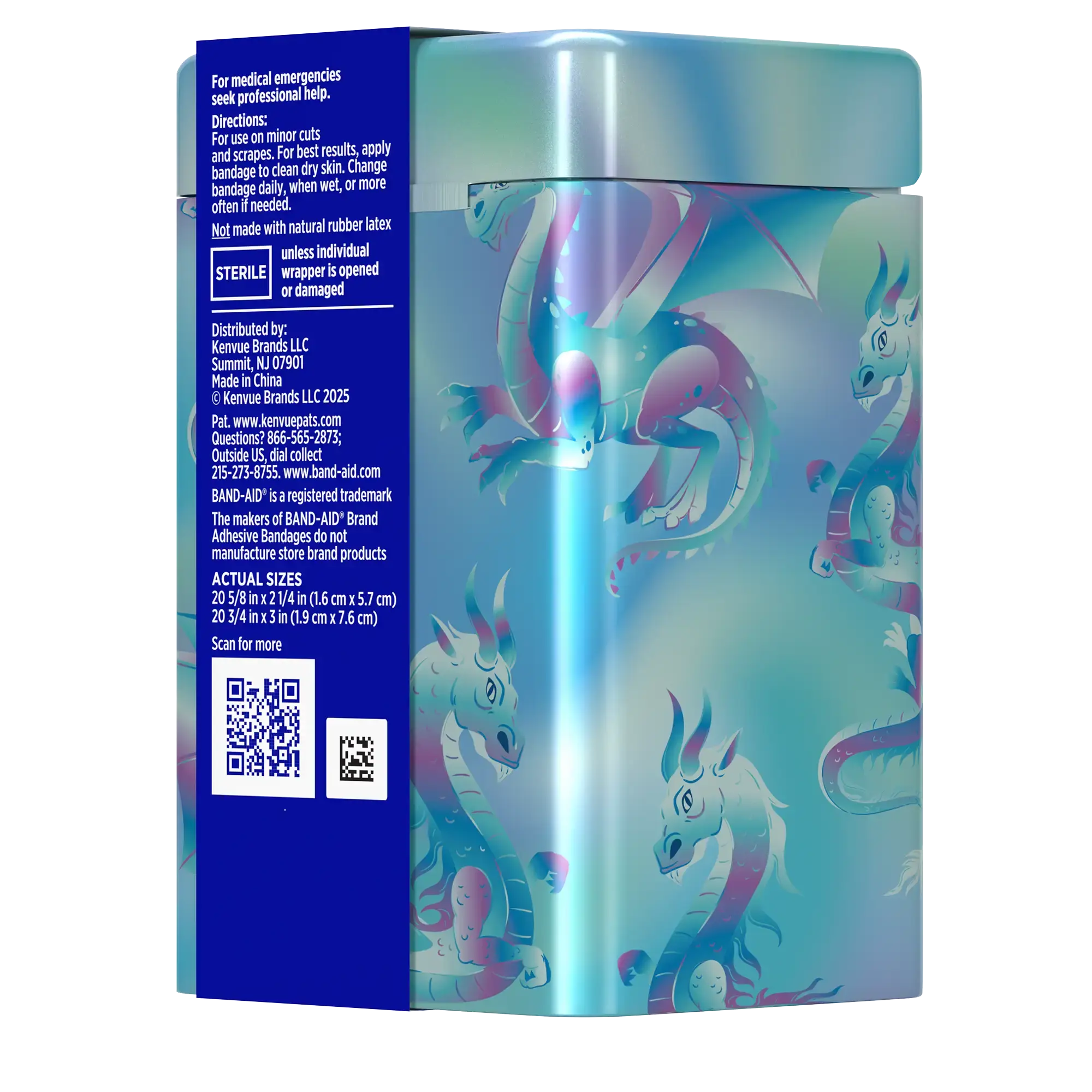 Side pack shot of BAND-AID® Brand Flexible Fabric Magic Shimmer Tin 40ct