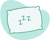 Illustration of a pillow with 'zzz' indicating sleep, highlighting the importance of sleep for healing after surgery.