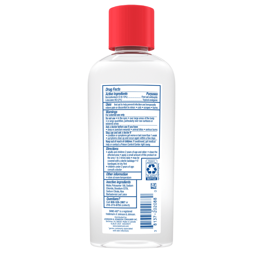 BAND-AID® Brand Antiseptic Cleansing Liquid bottle back