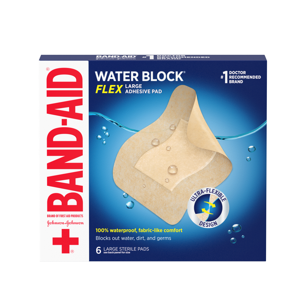 BAND-AID® WATER BLOCK® Flex Large Waterproof Adhesive Pad package front