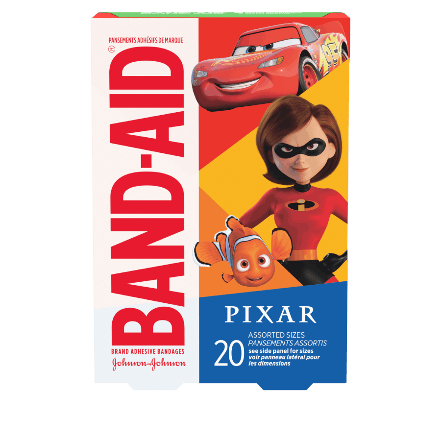 BAND-AID® Brand Adhesive Bandages featuring Disney and Pixar Mashup, 20ct Front of Pack