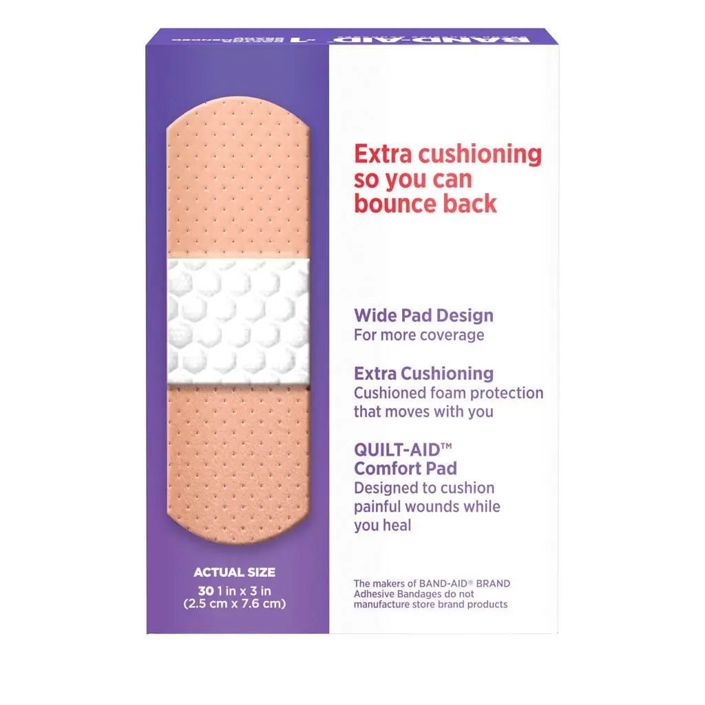 BAND-AID® Brand CUSHION-CARE™ SPORT STRIP® Bandages package back