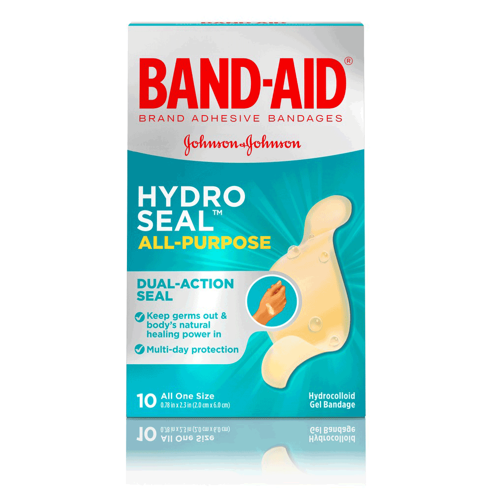 Band-Aid Hydro Seal® All-Purpose Hydrocolloid Bandages 10-pack, front of pack