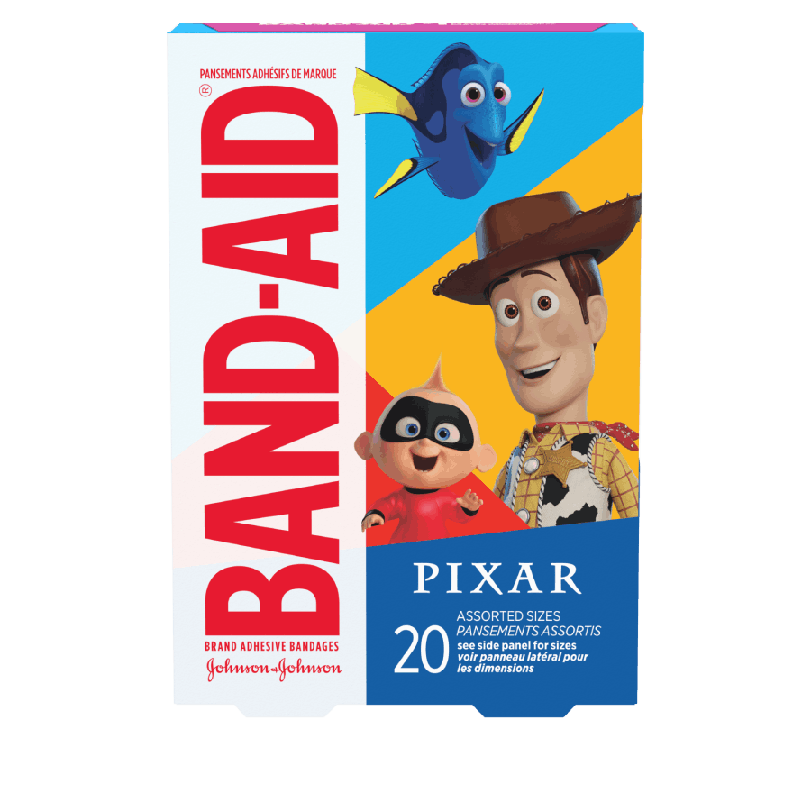 BAND-AID® Brand Adhesive Bandages featuring Disney and Pixar Mashup, 20ct Front of Pack