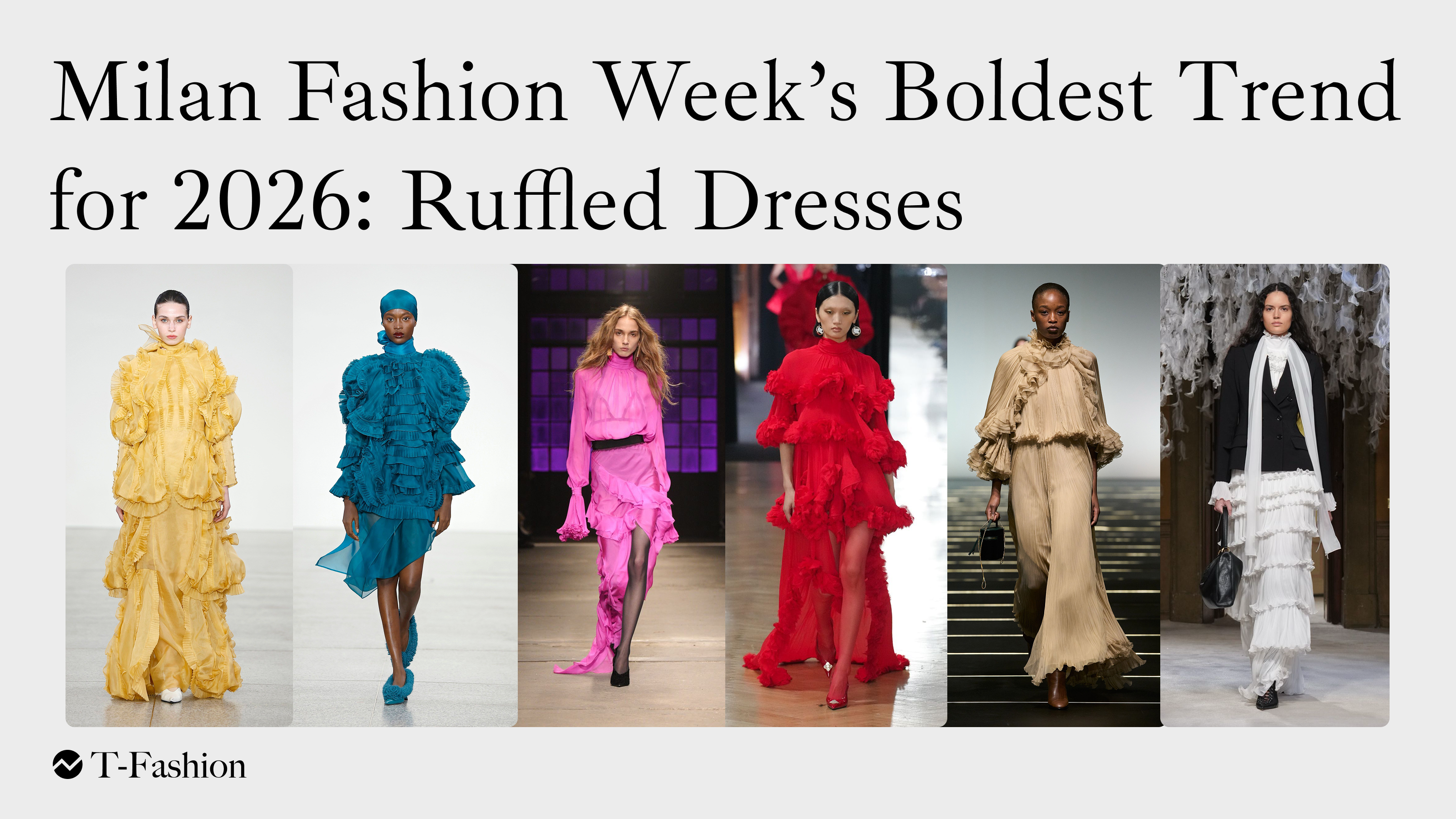Featured image for article: Ruffled Dresses Are Back: Milan Fashion Week’s Boldest Trend for 2026