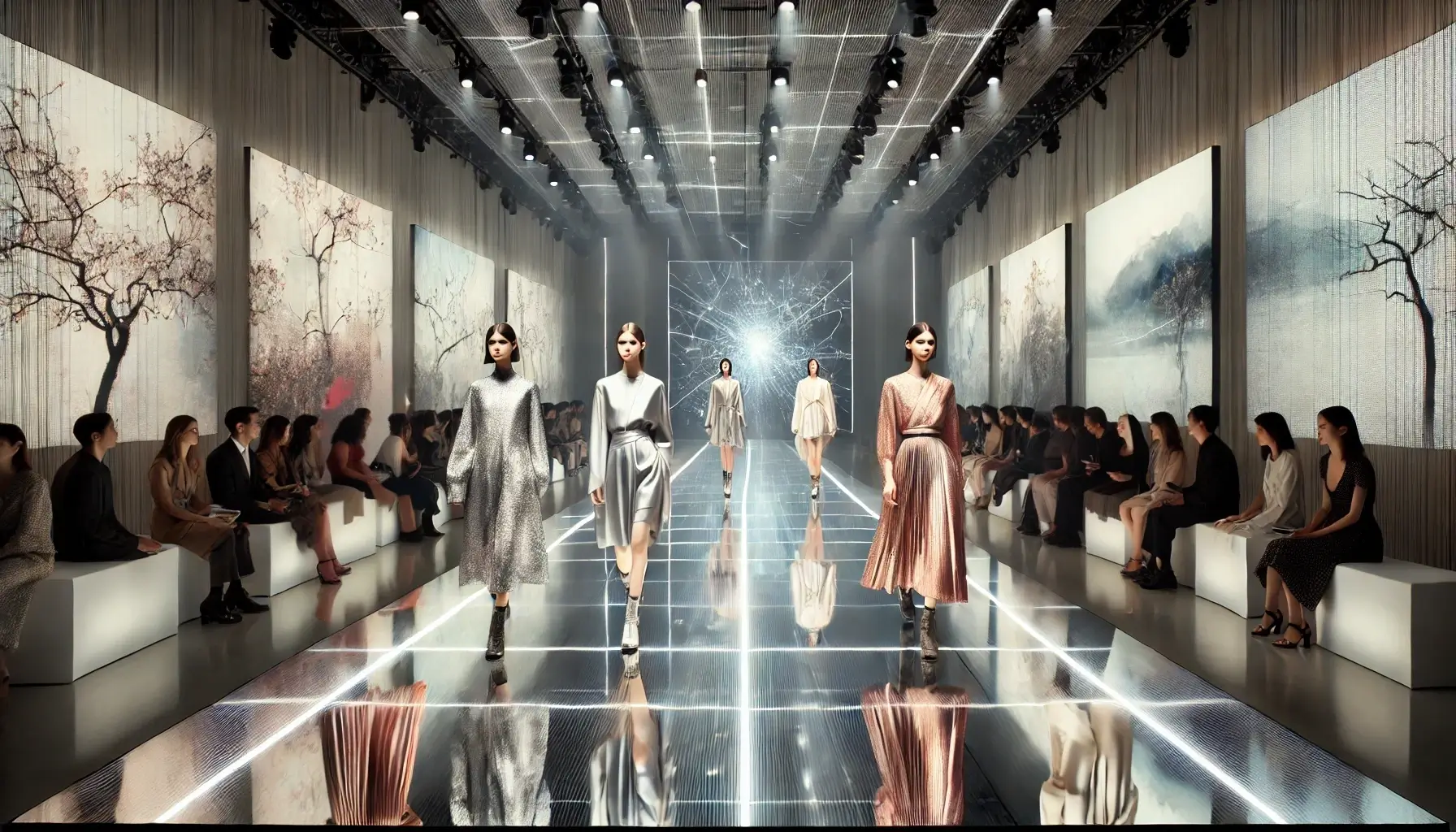 AI-generated futuristic fashion design and virtual fashion shows