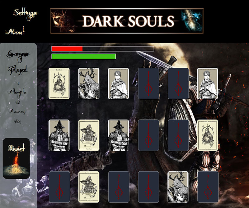 Playing Dark Souls Memory Match Card Game