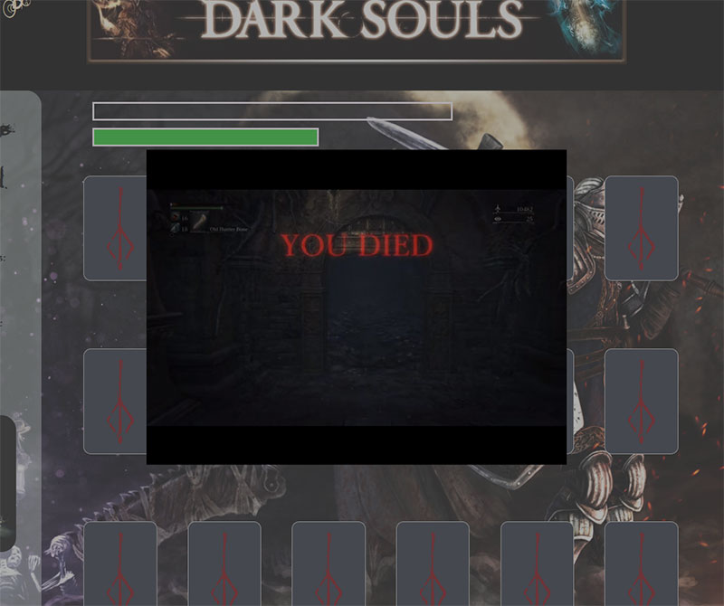 Dying in Dark Souls Memory Match Card Game