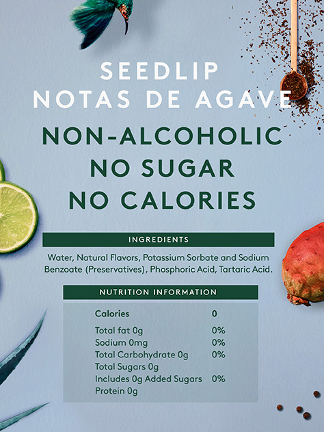 Nutrition Label for Notas de Agave
